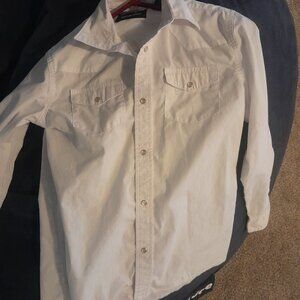 Boys Wrangler White Pearl Snap Button Down Size L